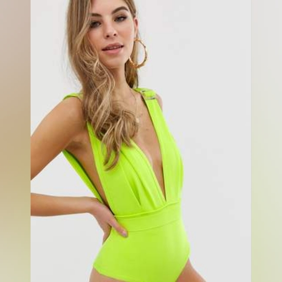 Neon Green Swimsuit ASOS Design US 8 - Picture 3 of 7